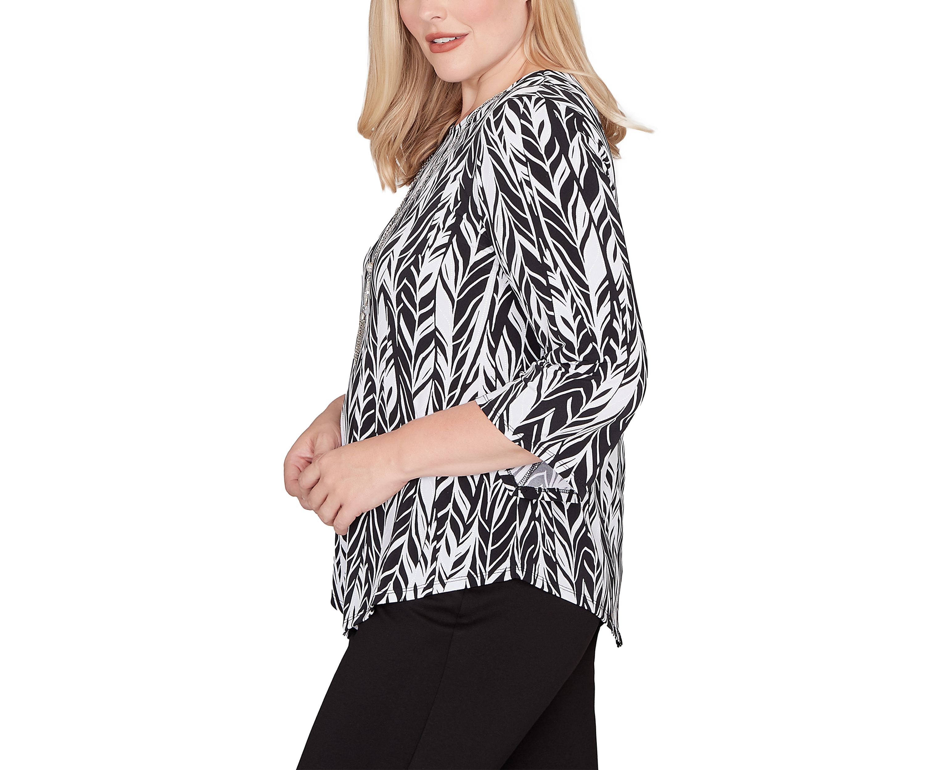 Petite Classics Abstract Feathers Top