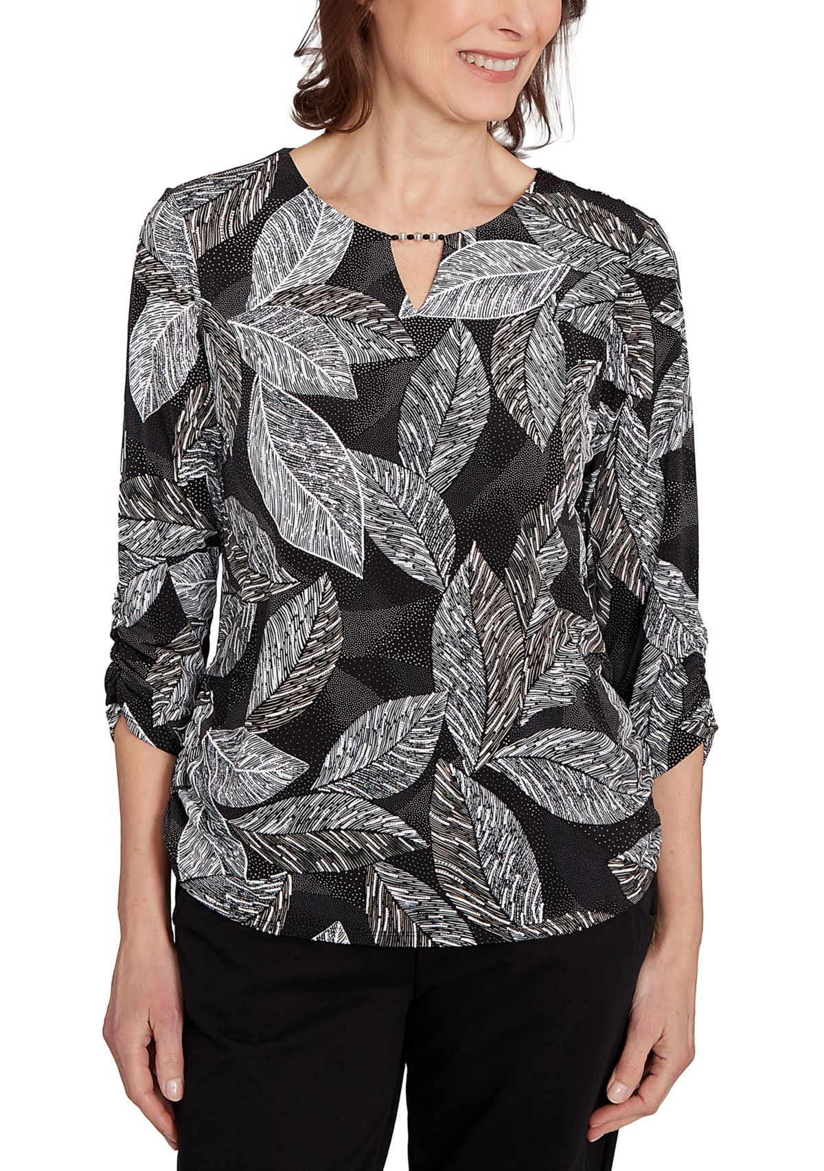 Petite Puff Print Leaf Top