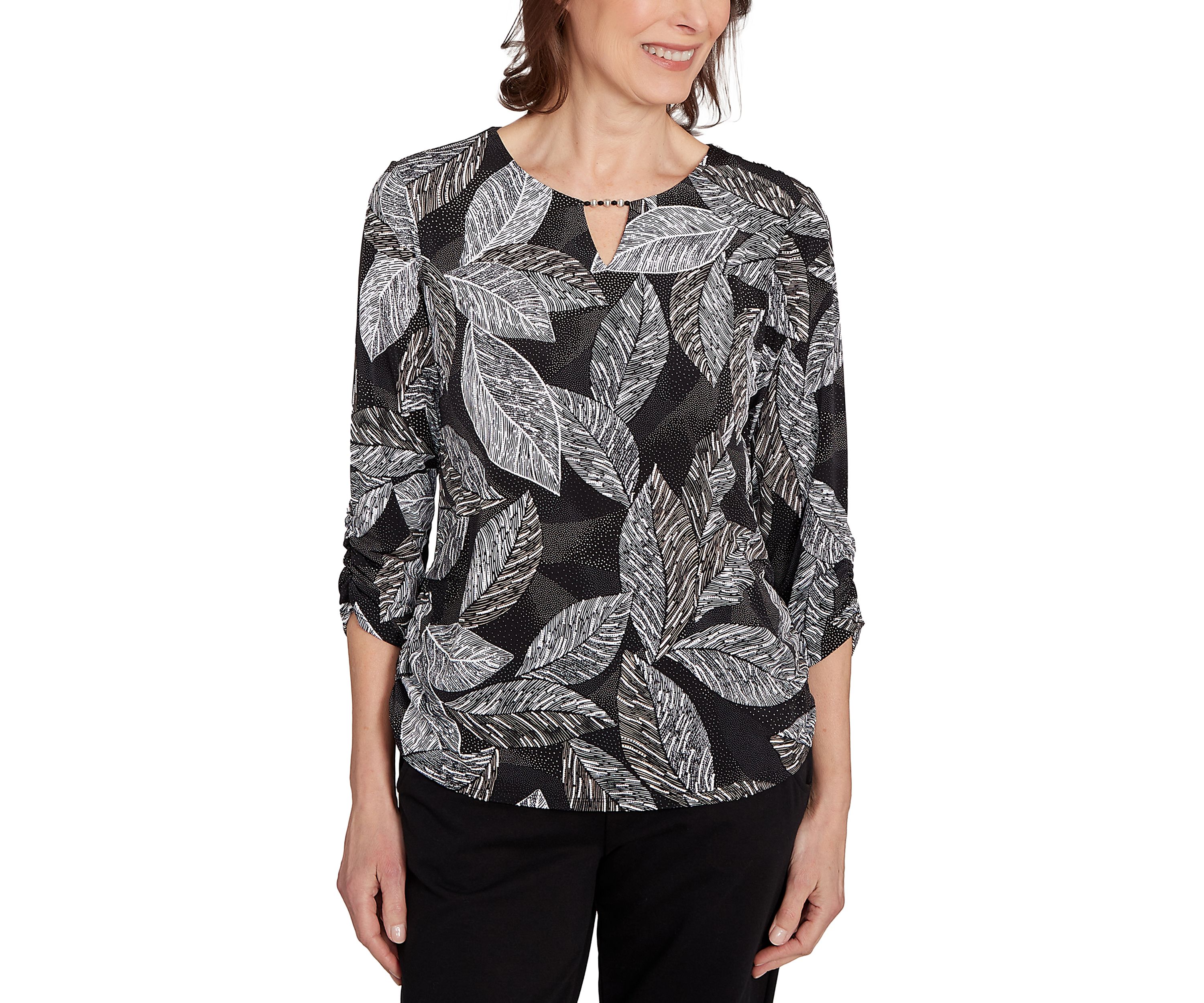 Petite Puff Print Leaf Top