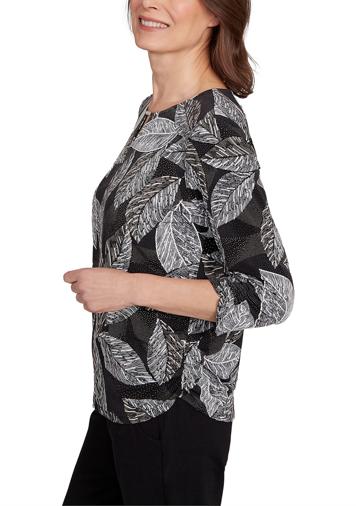 Petite Puff Print Leaf Top
