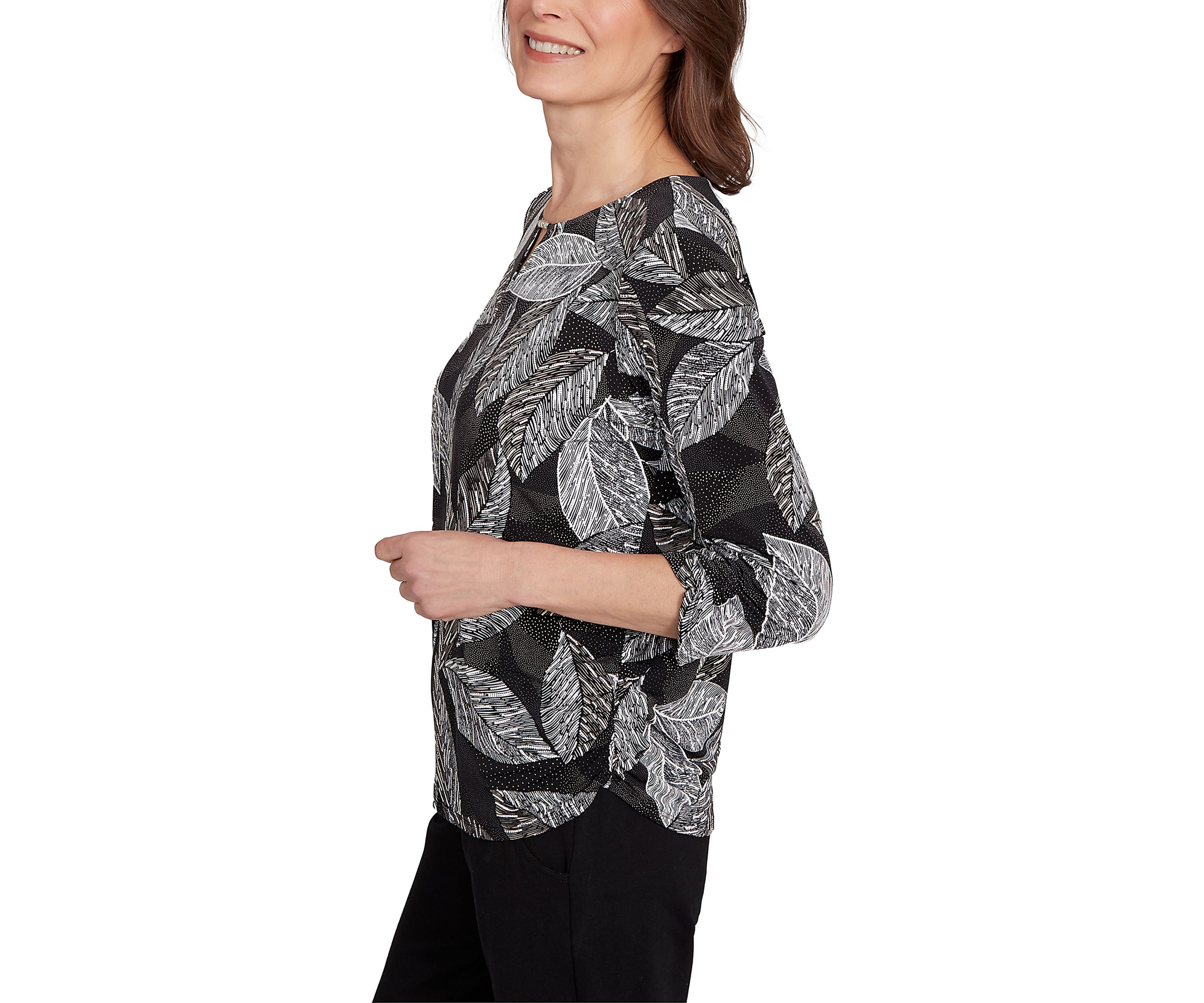 Petite Puff Print Leaf Top