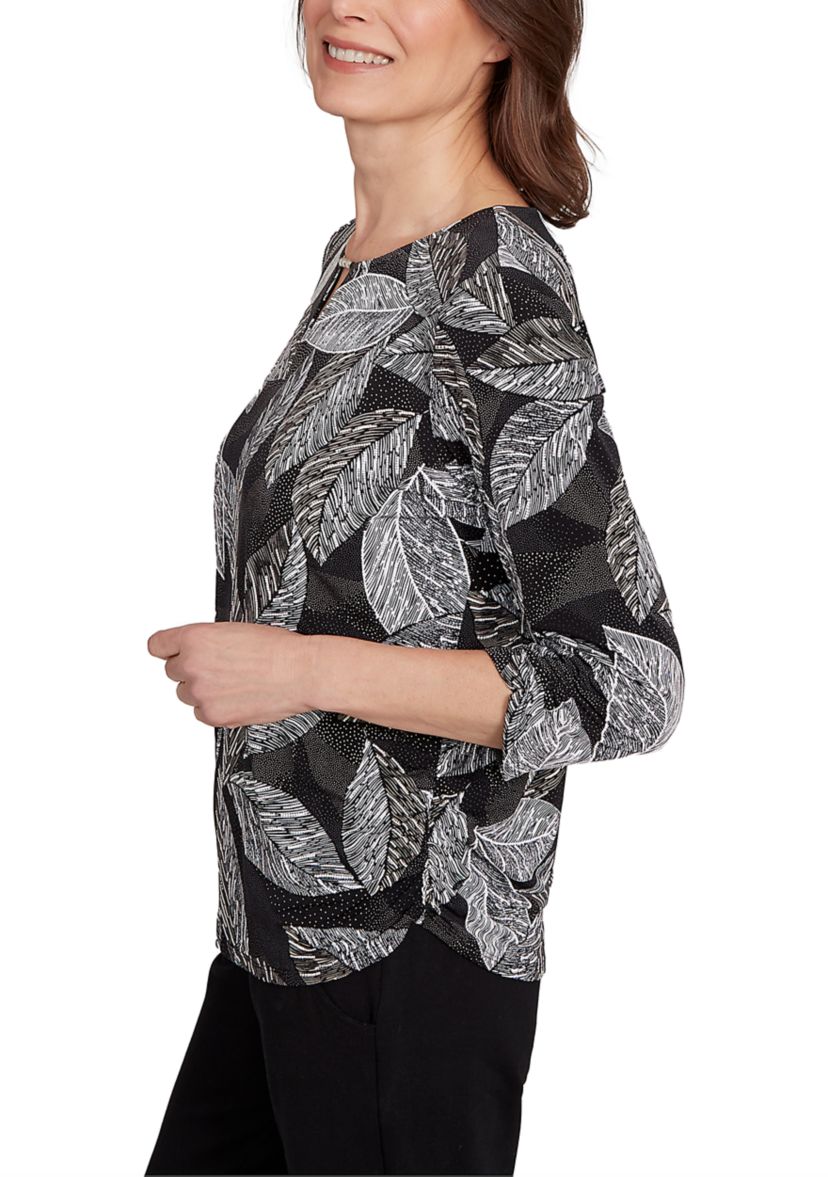 Petite Puff Print Leaf Top
