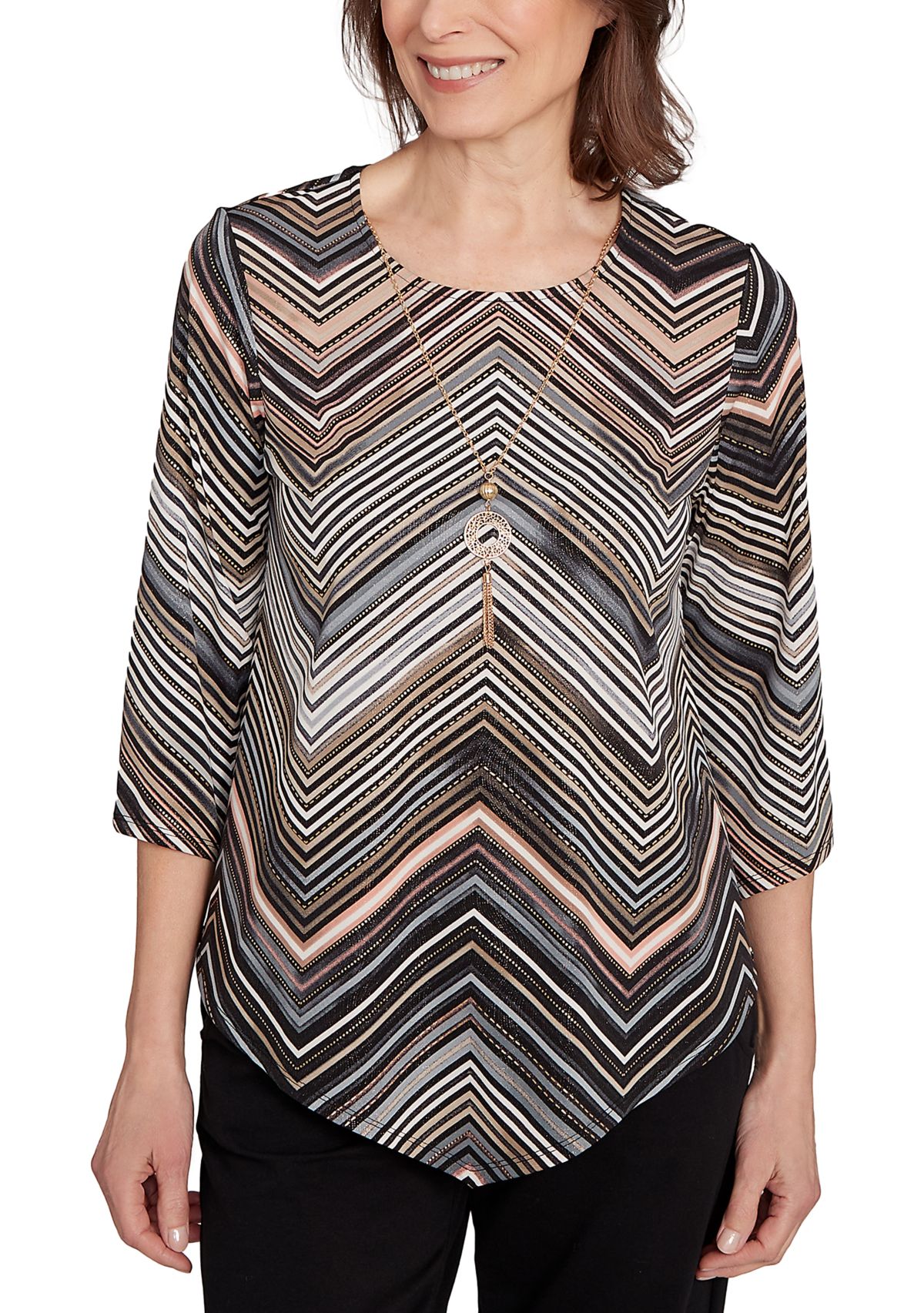 Petite Classics Stripe Chevron Top 