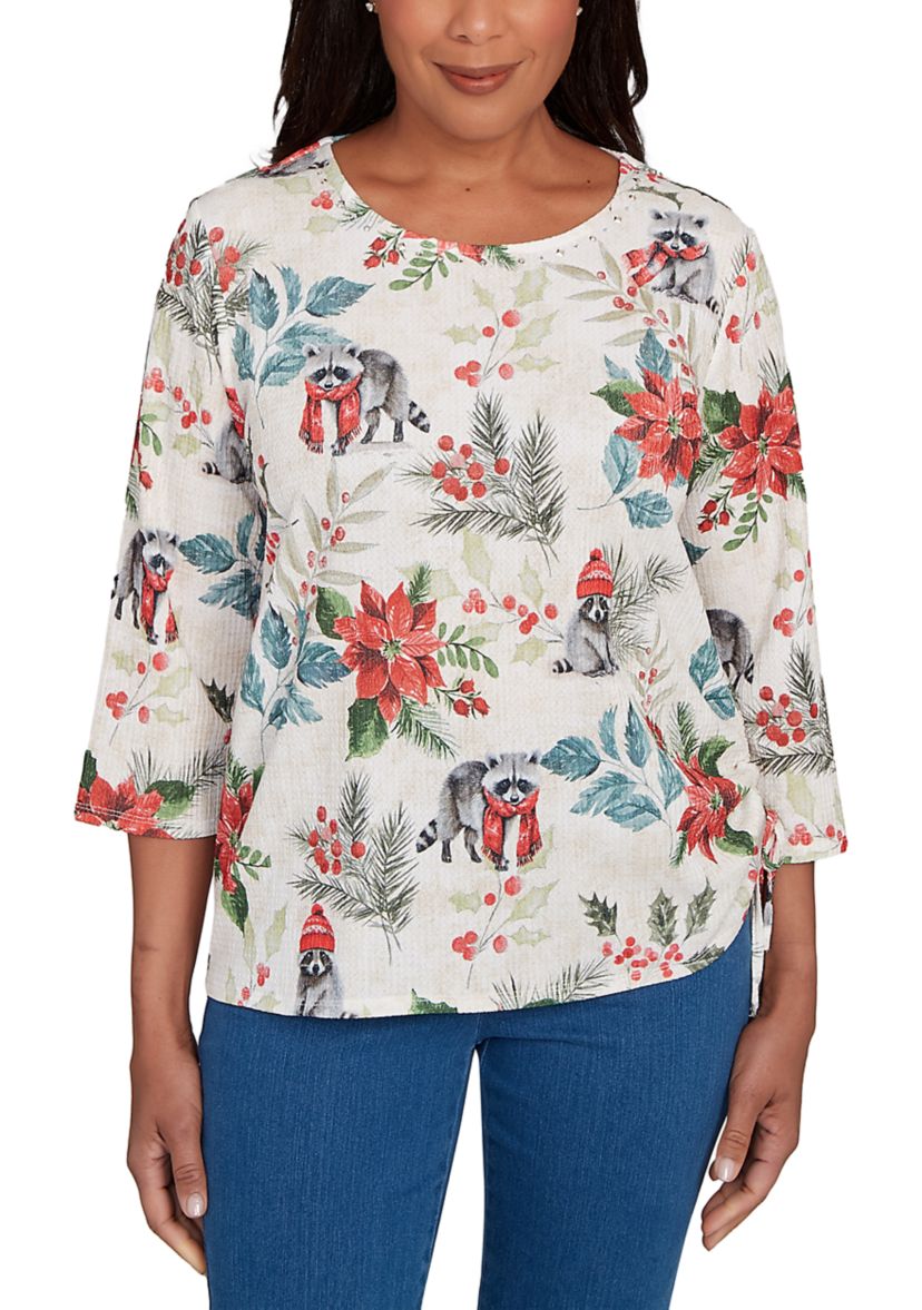 Petite Classics Raccoons Print T-Shirt 