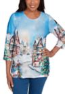 Petite Classics Village Scene Print Top 