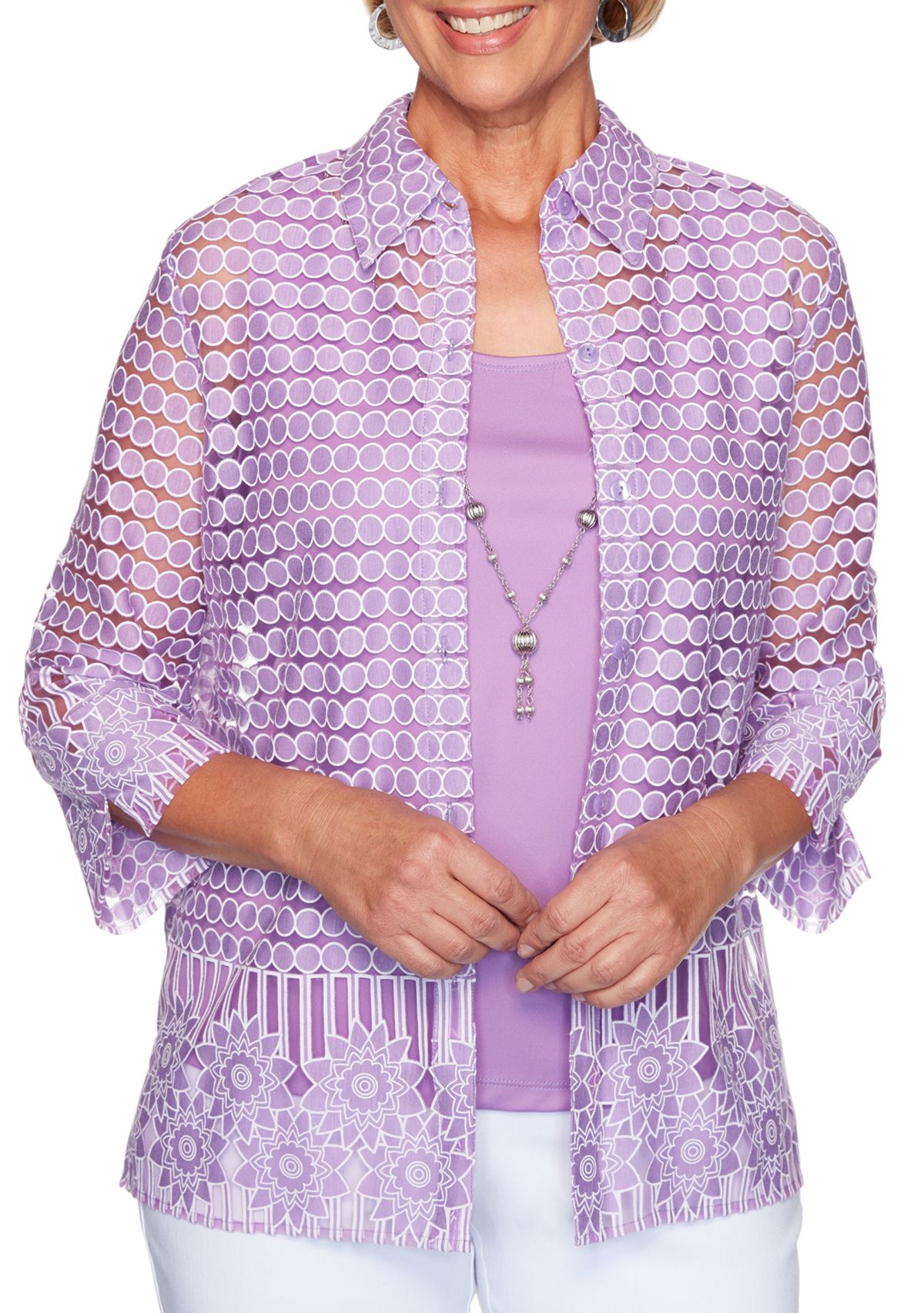 Womens Classics Burnout Border 2Fer Top