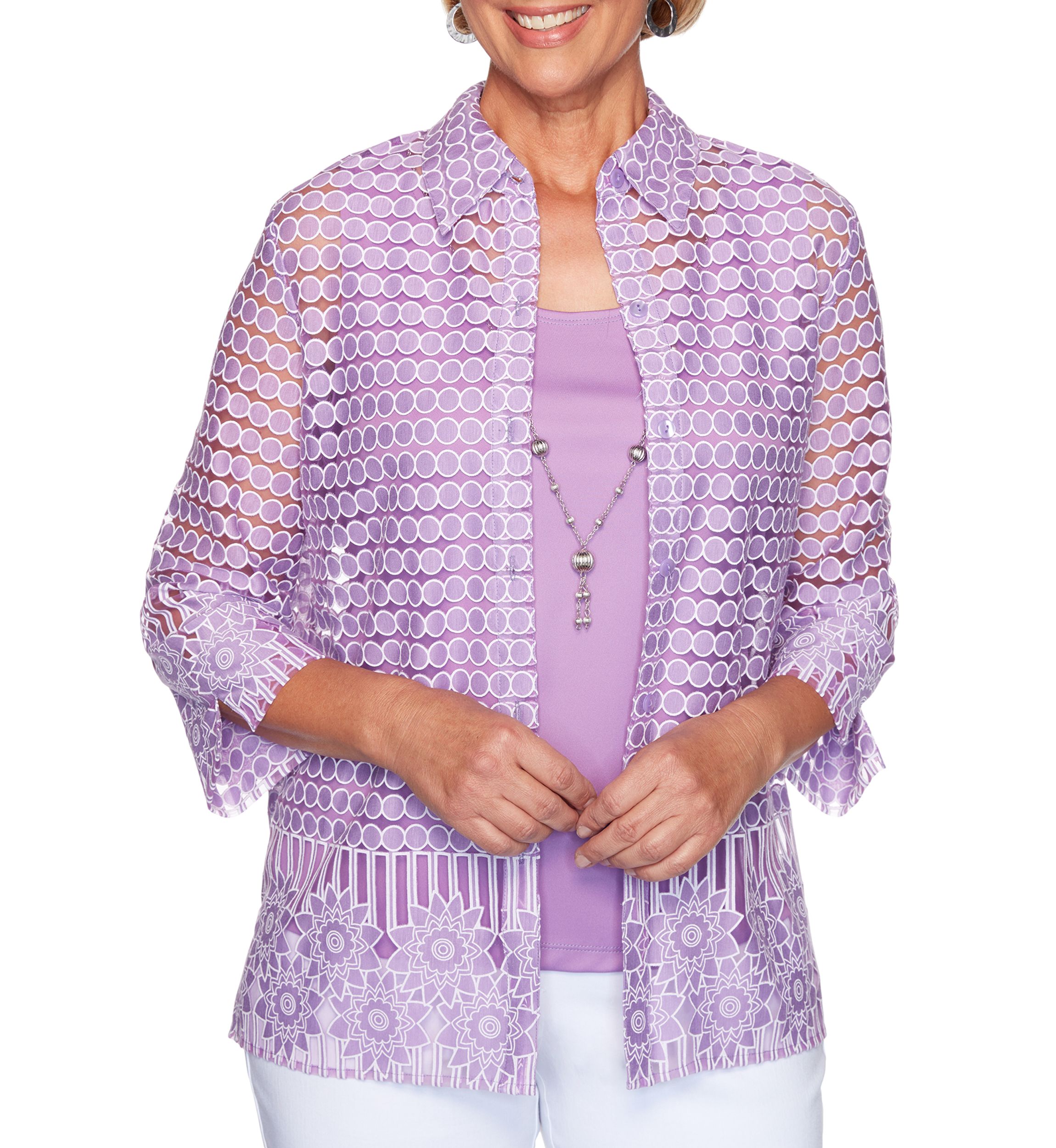 Womens Classics Burnout Border 2Fer Top