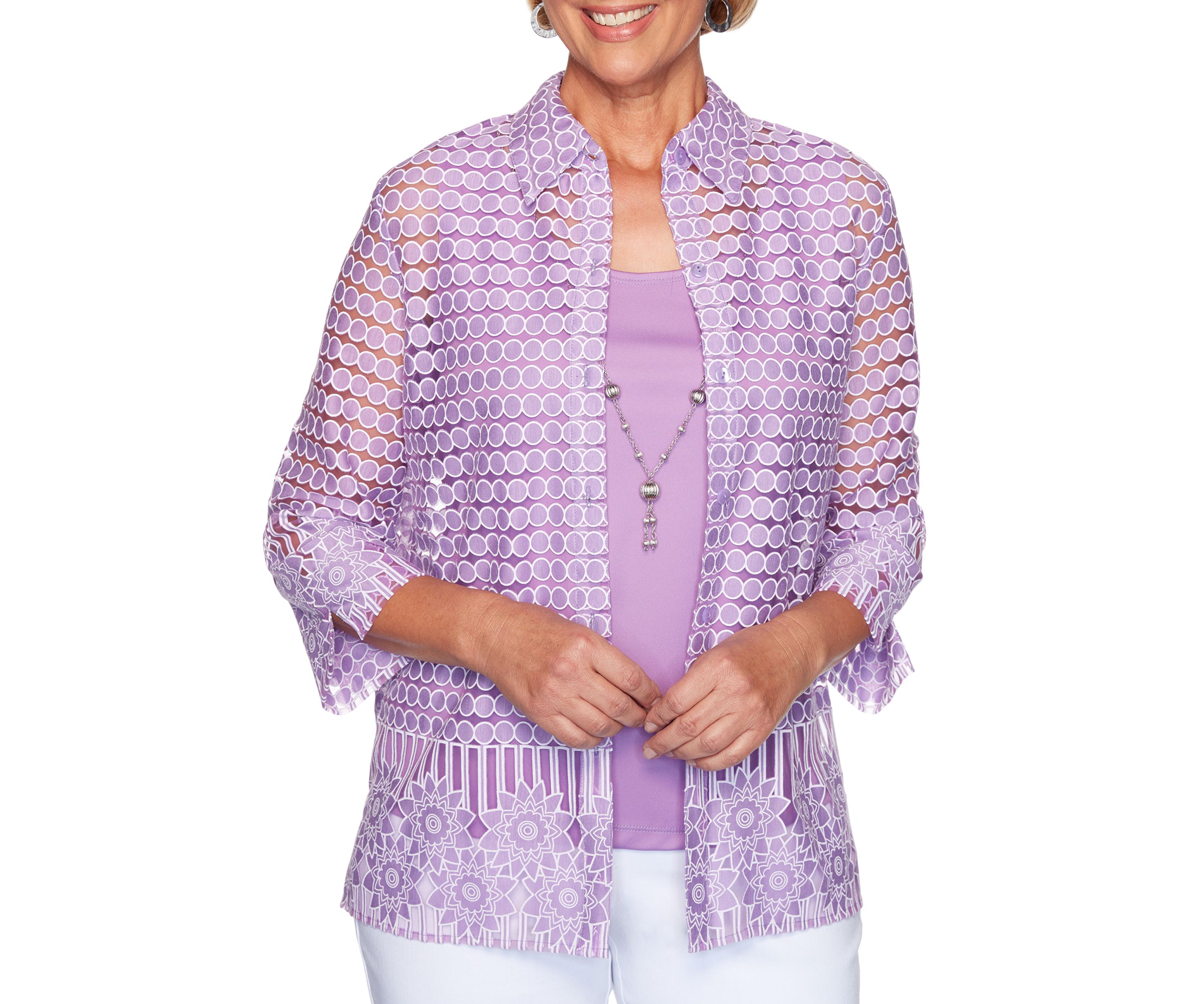Womens Classics Burnout Border 2Fer Top