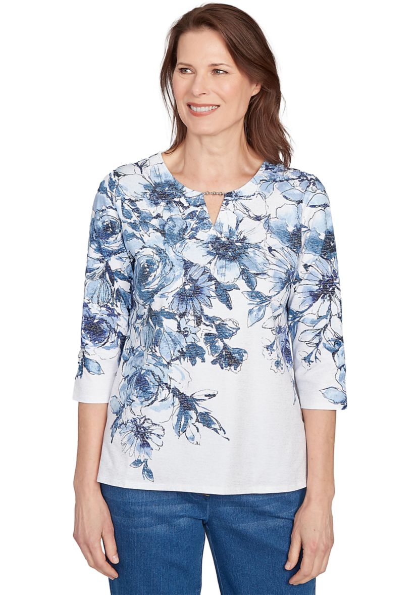 Womens Key Items Ki Floral Yoke Top