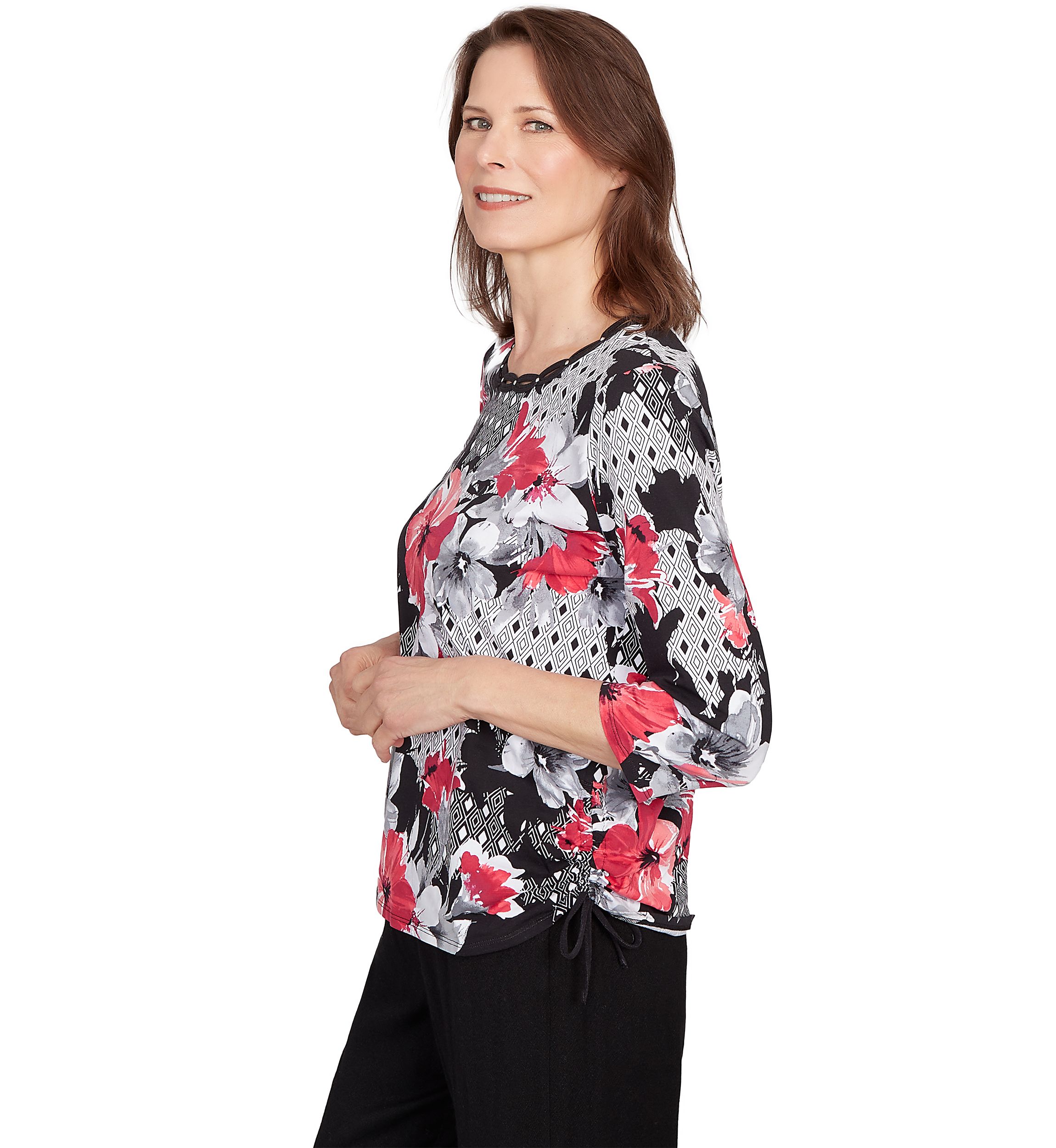 Womens Key Items Diamond Floral Patch Top 