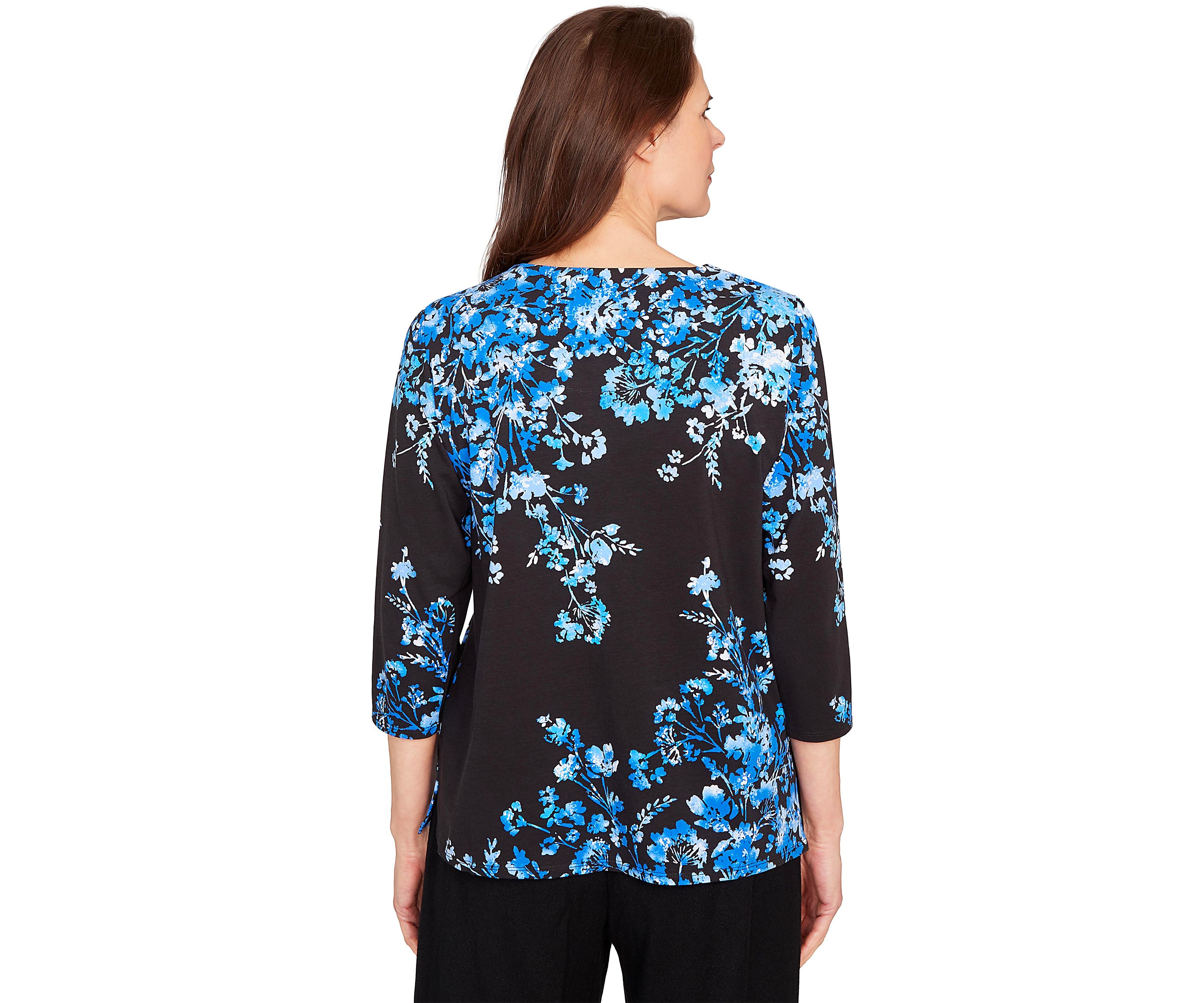 Womens Key Items Asymmetric Floral Top 