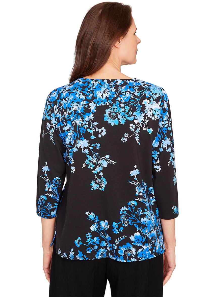Womens Key Items Asymmetric Floral Top 