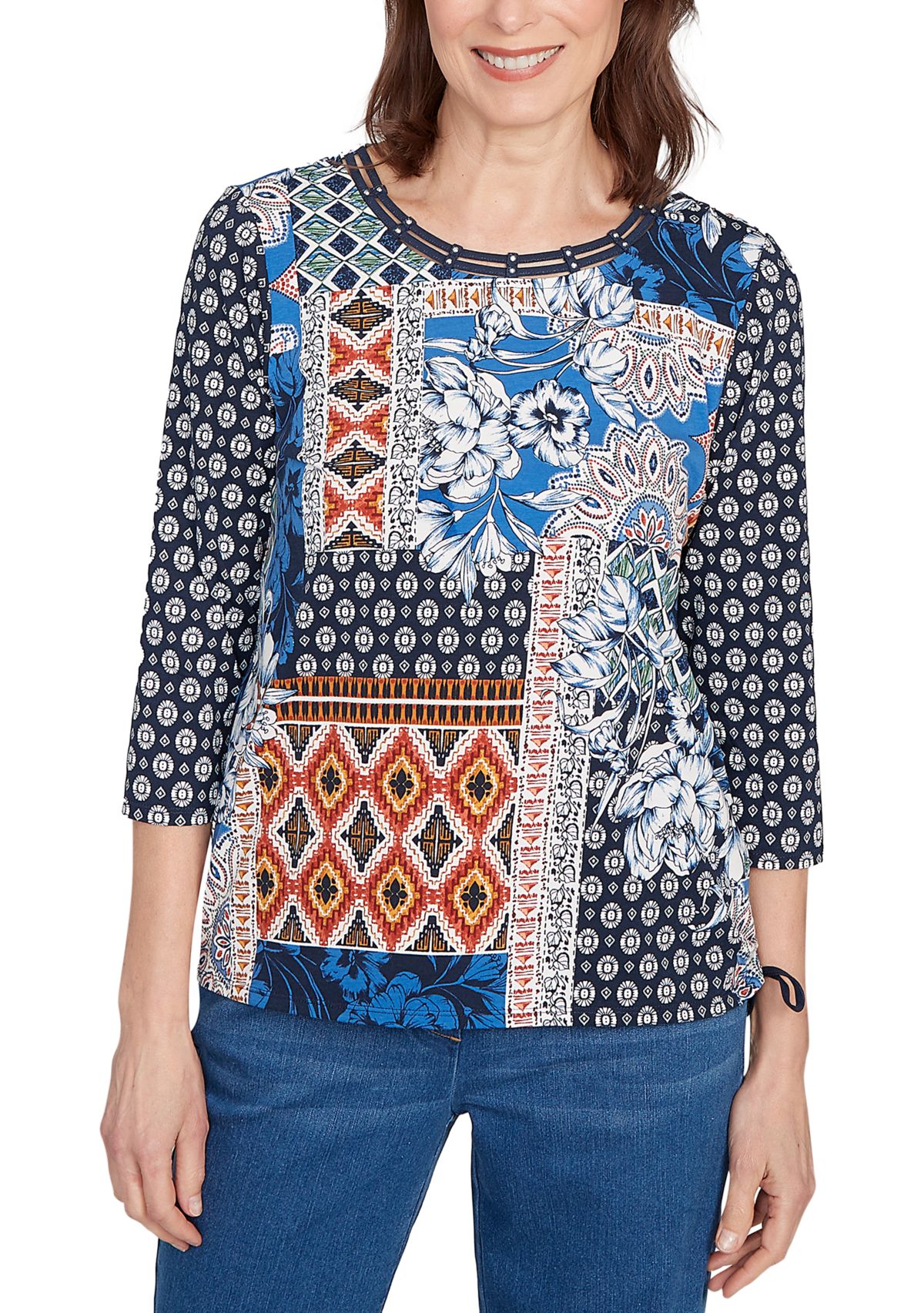 Petite Key Items Batik Patchwork Top 