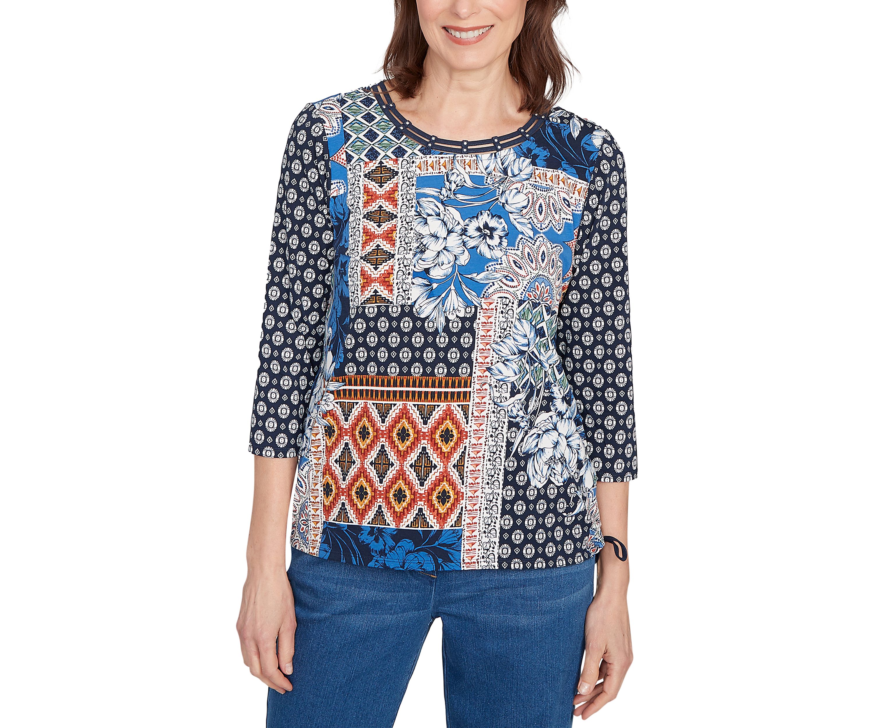 Petite Key Items Batik Patchwork Top 