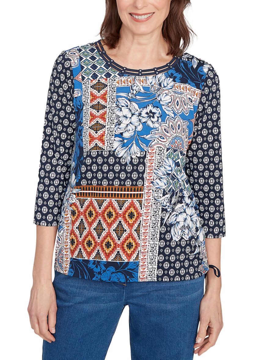 Petite Key Items Batik Patchwork Top 