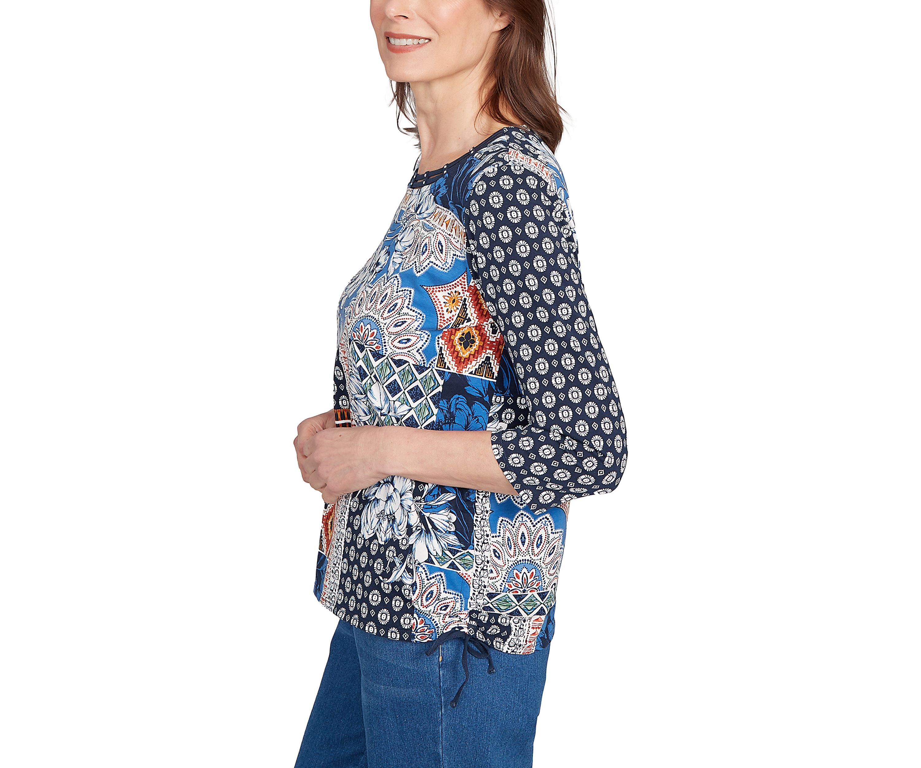 Petite Key Items Batik Patchwork Top 