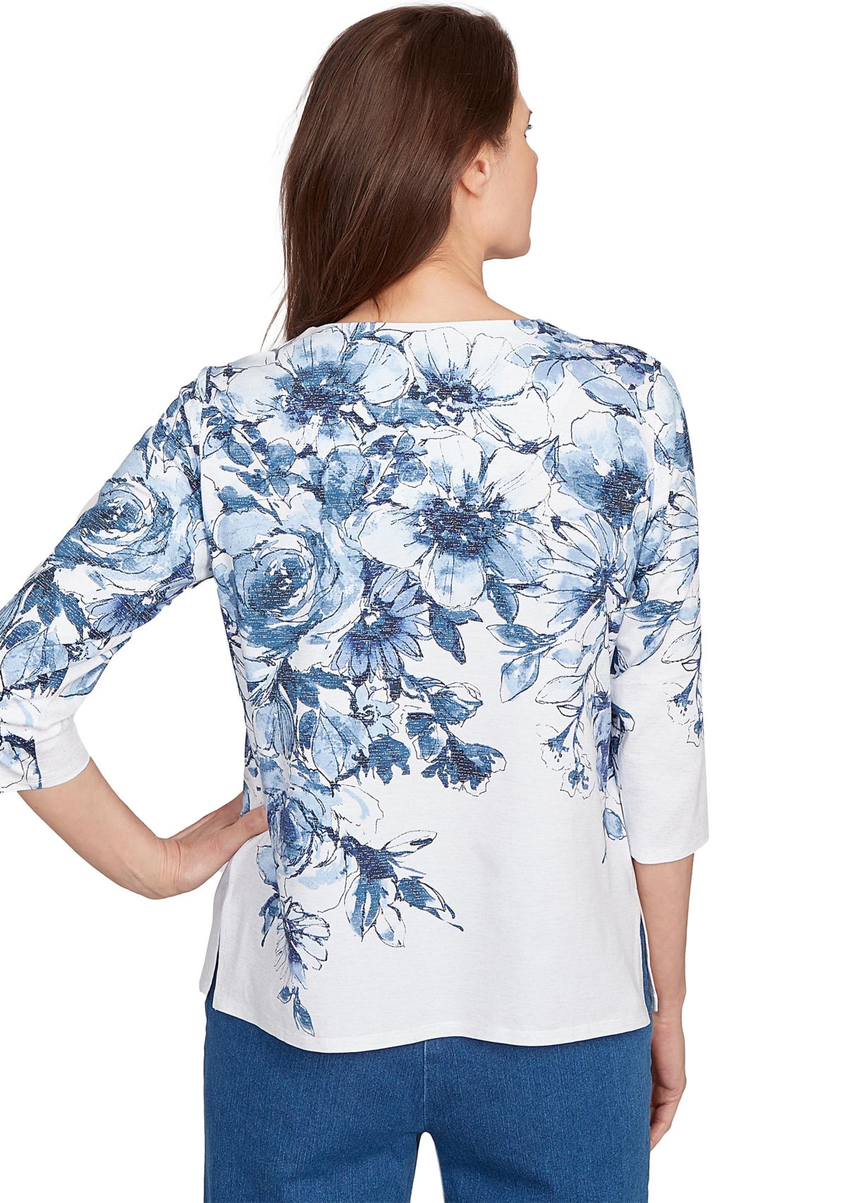 Petite Key Items Floral Yoke Top