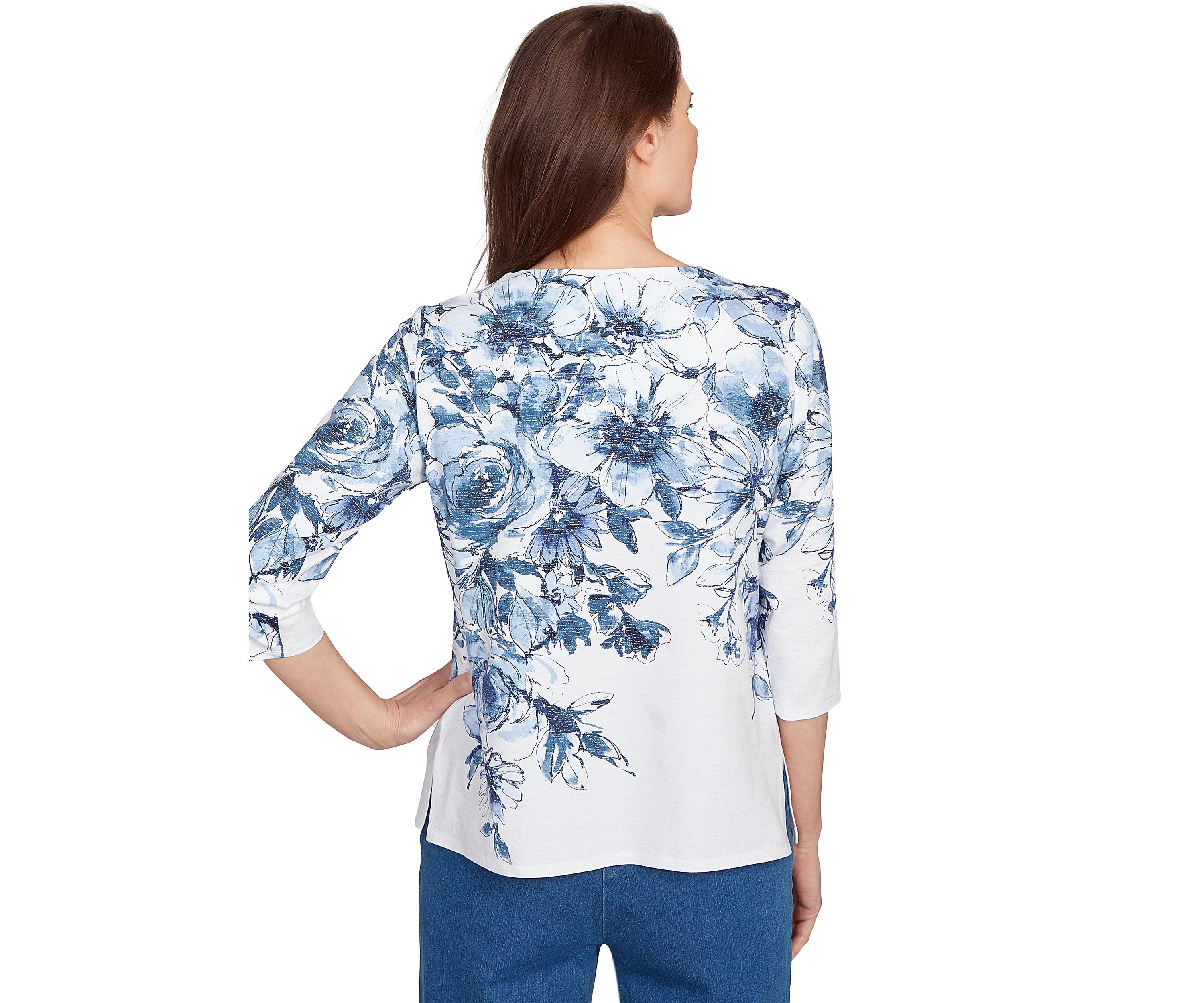Petite Key Items Floral Yoke Top