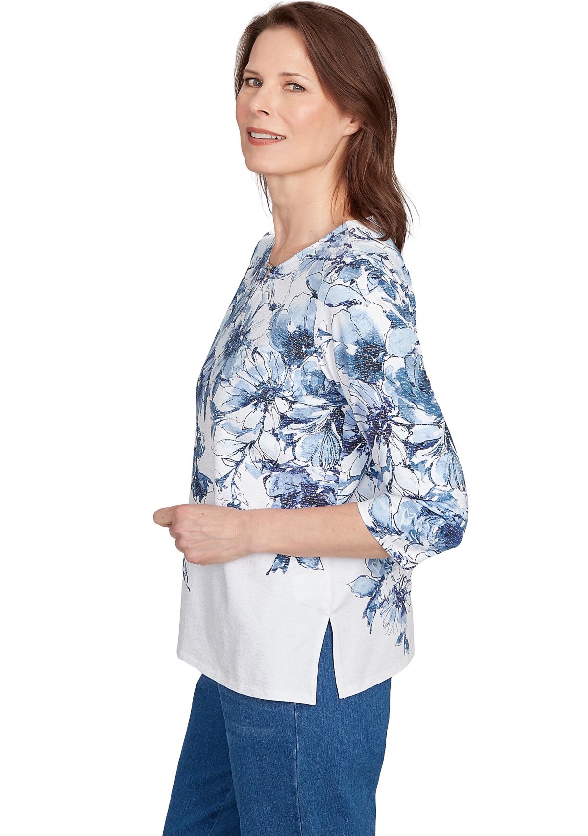Petite Key Items Floral Yoke Top
