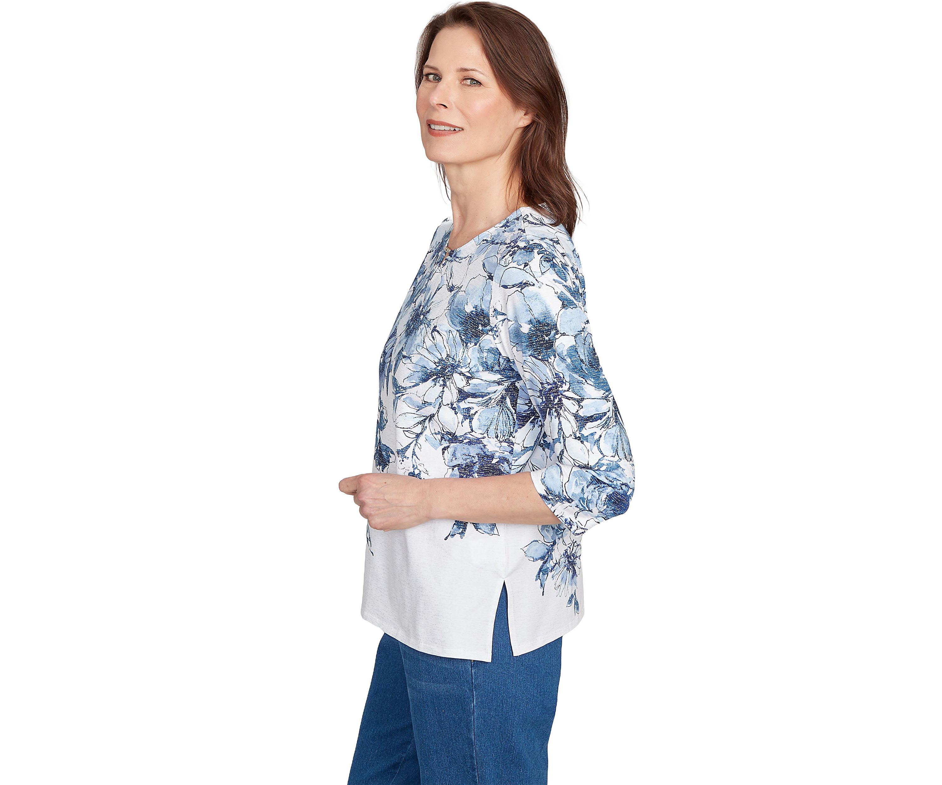 Petite Key Items Floral Yoke Top