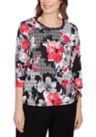 Petite Key Items Diamond Floral Patch Top