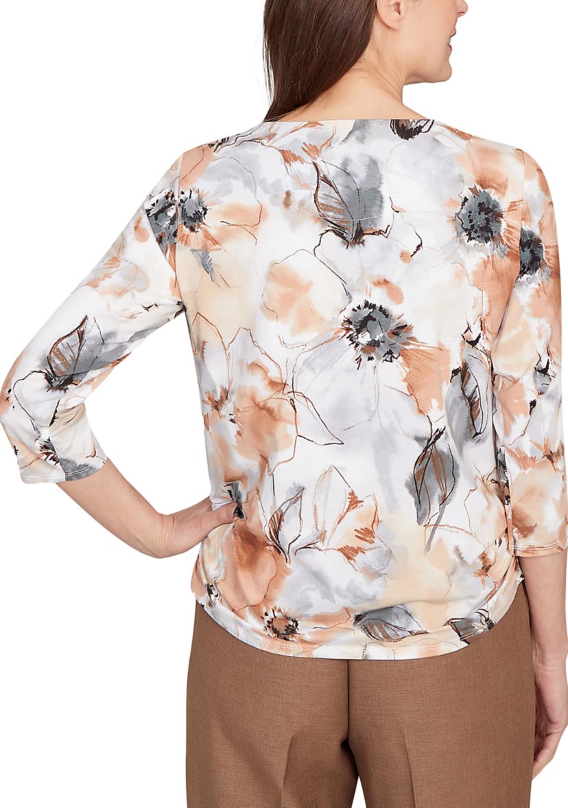 Petite Key Items Watercolor Floral Top