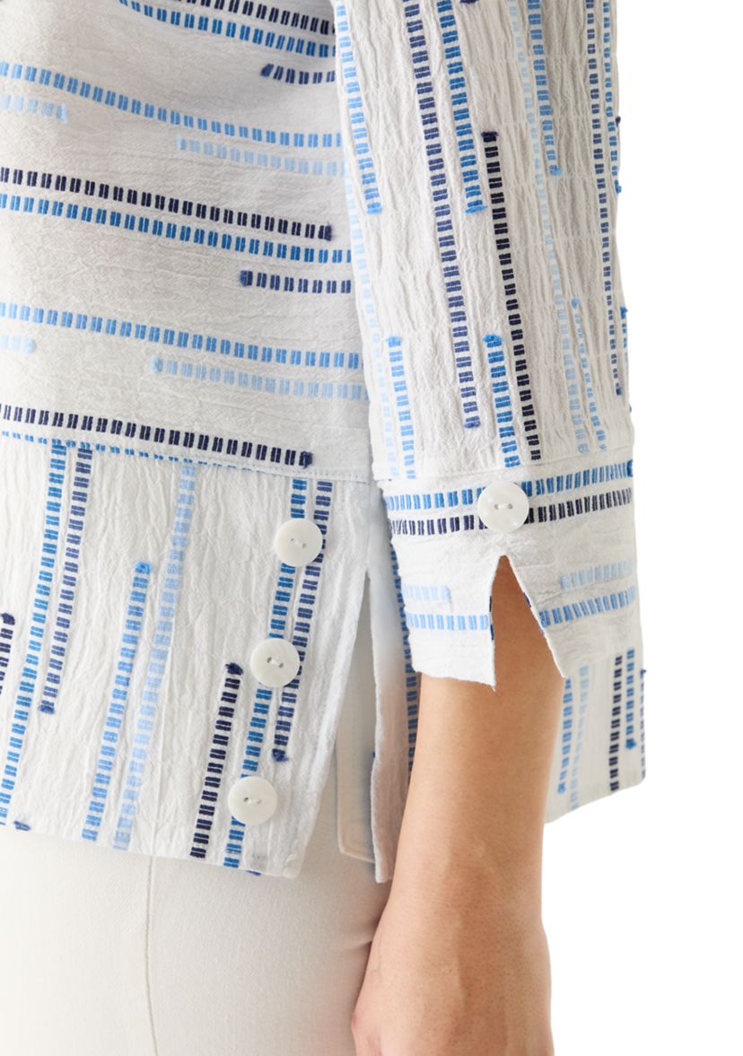 Womens Spliced Stripe Clip Jacquard Top