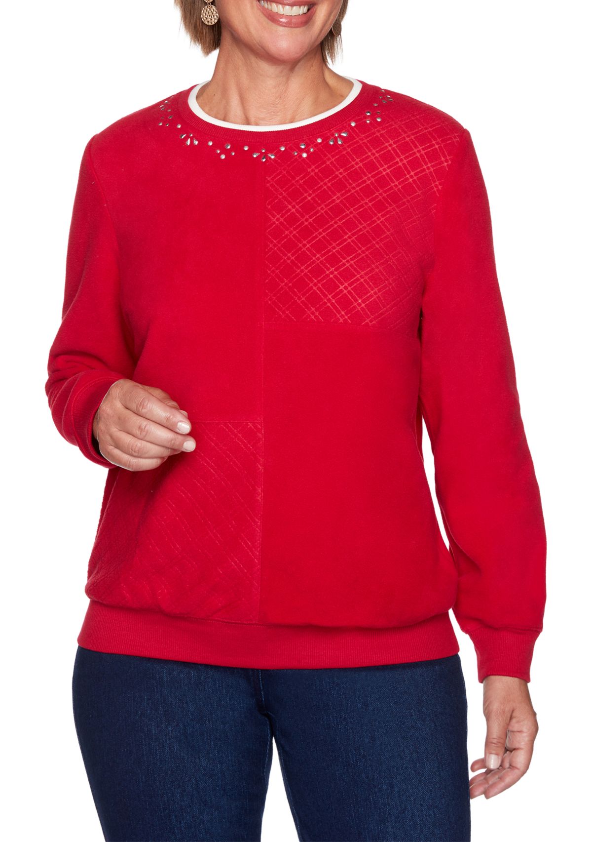 Womens Classics Solid Anti Pill Knit Top