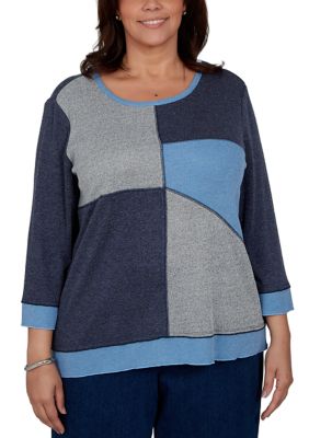 Alfred Dunner Women's Plus Size Classics Colorblock Top