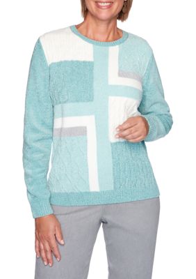 Alfred Dunner Women's Plus Size Classics Color Block Chenille Sweater