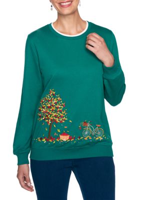 Alfred Dunner Women's Plus Size Classics Apple Tree Border Top