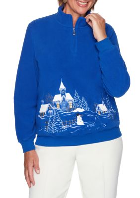 Alfred Dunner Women's Plus Size Classics Scenic Christmas Pullover Top
