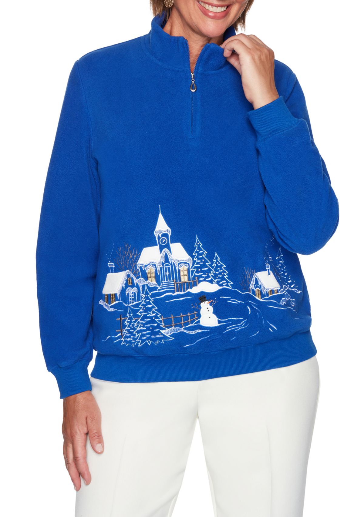 Plus Size Classics Scenic Christmas Pullover Top 