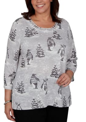 Alfred Dunner Women's Plus Size Classics Penguins Top