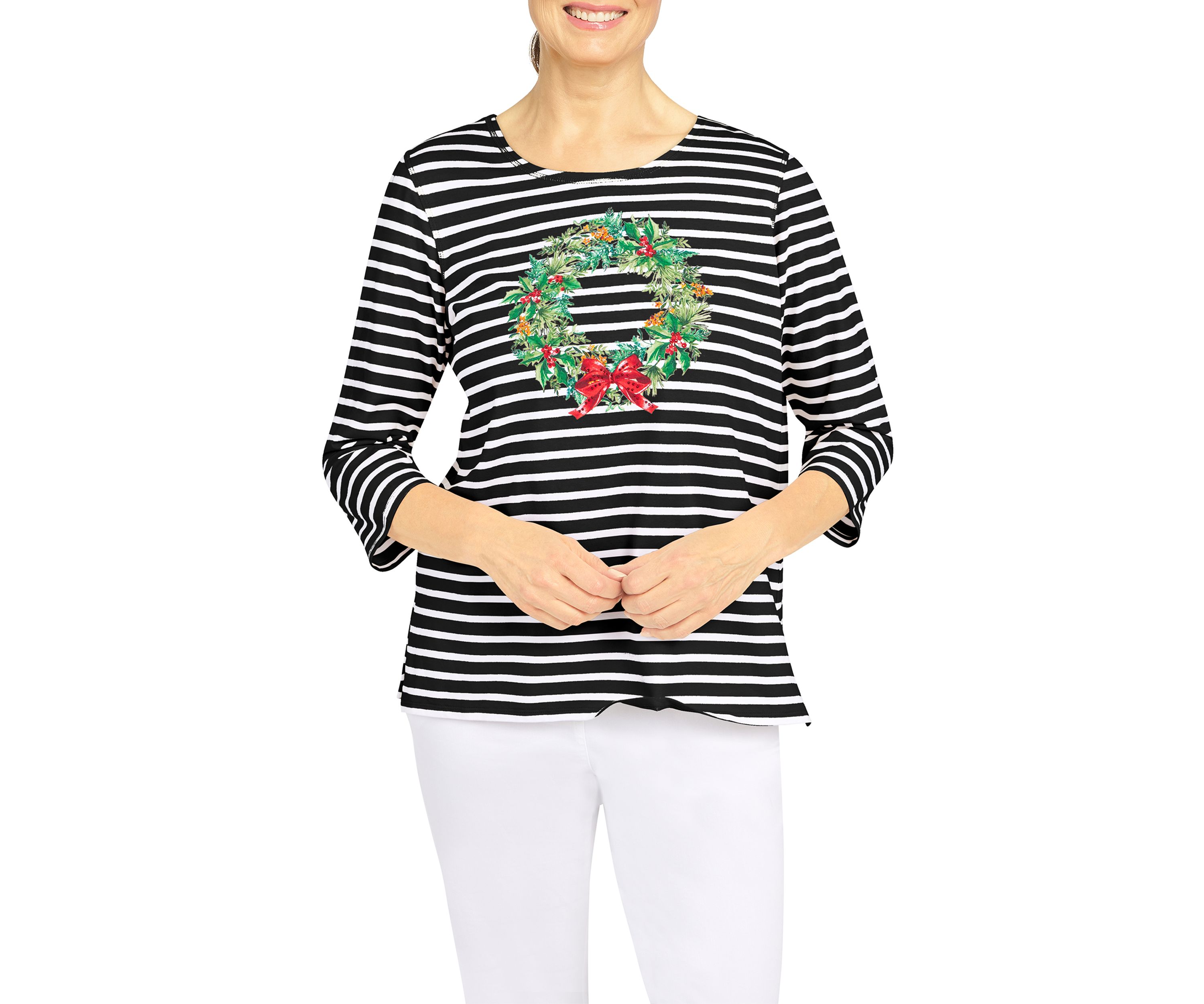 Womens Wreath Stripe Top