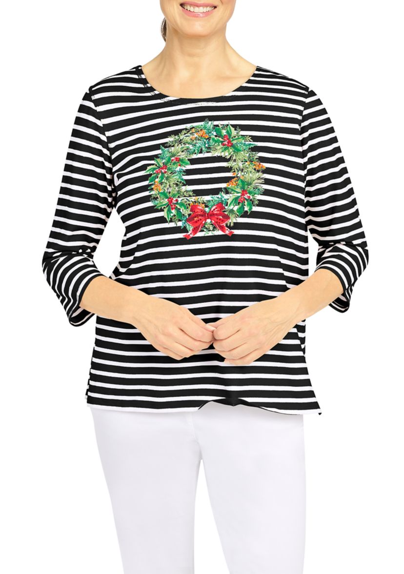 Womens Wreath Stripe Top