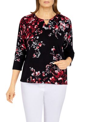 Women's Asymmetric Flower Print Sweater