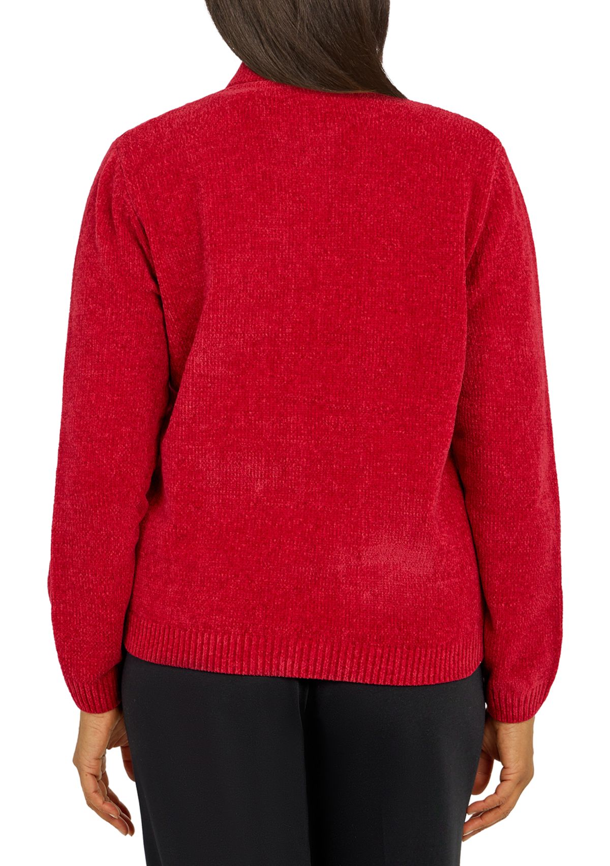 Womens Zip Front Chenille Cardigan
