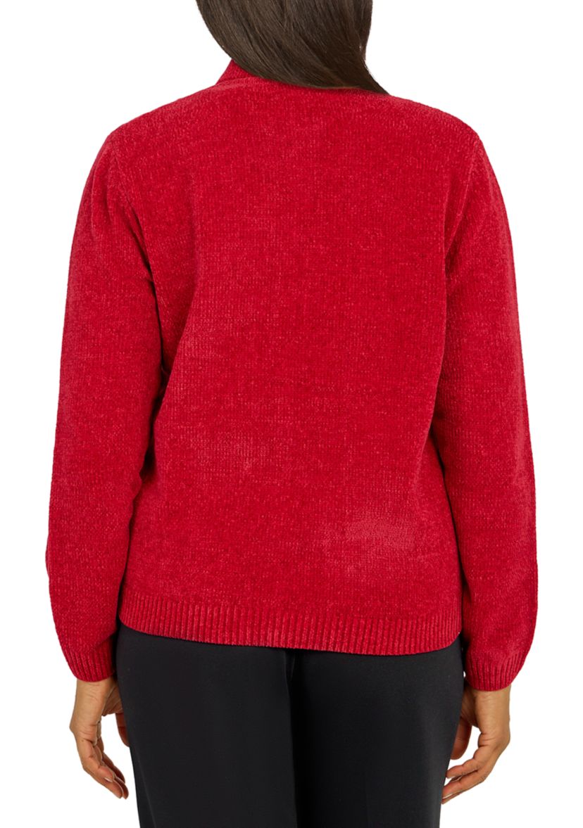 Womens Zip Front Chenille Cardigan