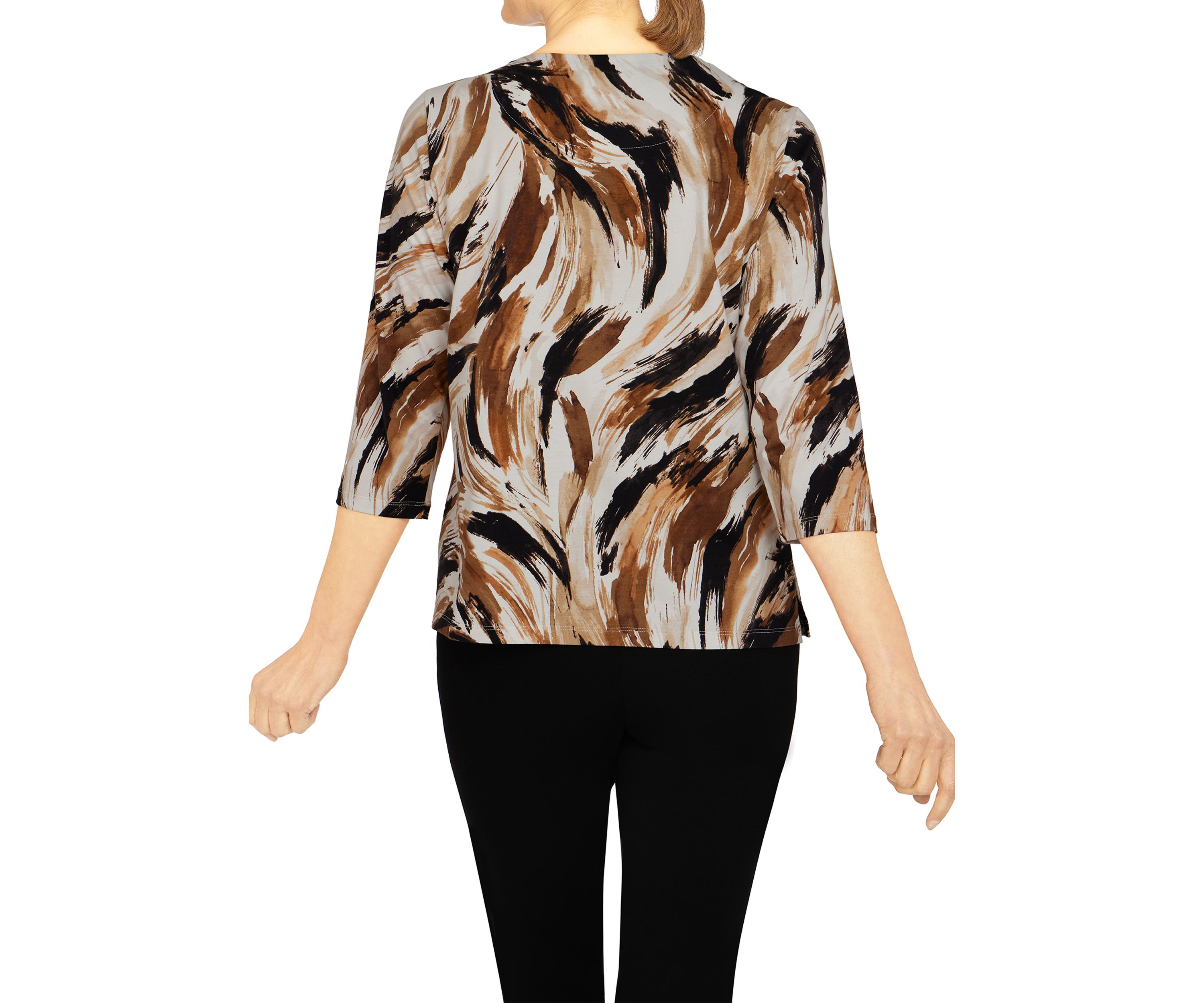 Womens Classics Skin Brushstroke Print Knit Top 