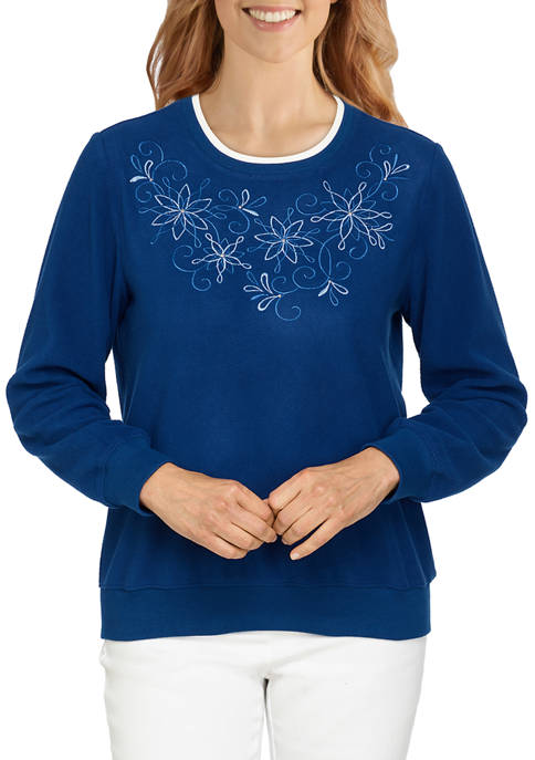 Womens Floral Embroidered Top