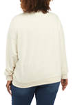 Plus Size Classics Long Sleeve Crew Neck French Terry Owl Appliqué Knit Top