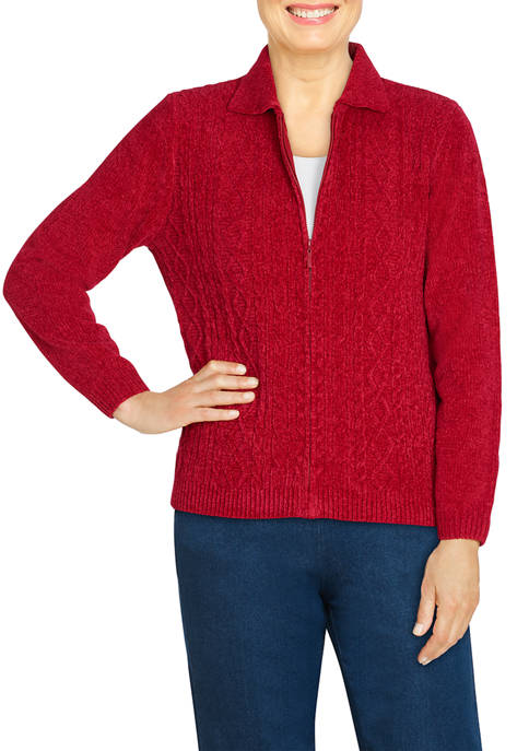 Alfred Dunner Petite Chenille Cardigan