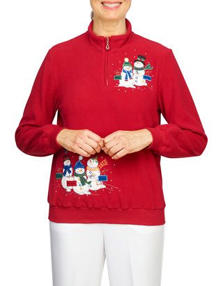 Alfred Dunner Womens Petite Home for Holidays Applique Sweater 