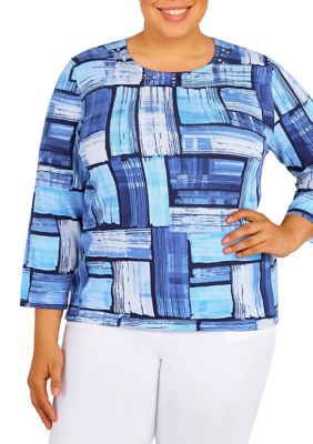 Alfred Dunner Plus Size Classics Color Block Knit Sweater | belk