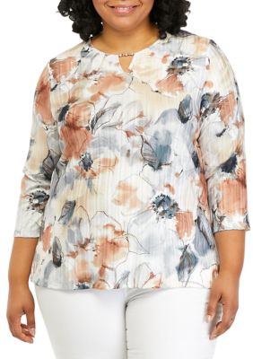 Plus Watercolor Floral Top