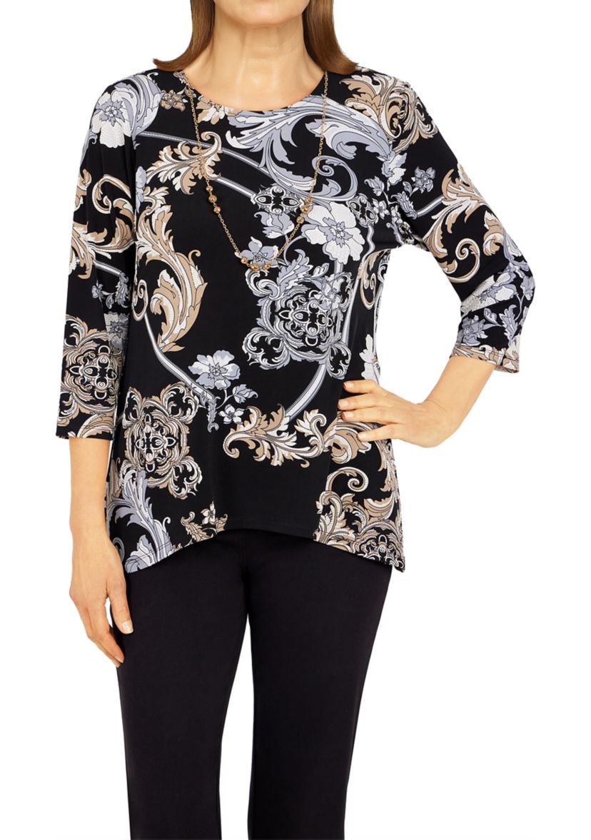 Petite Floral Puff Print Top