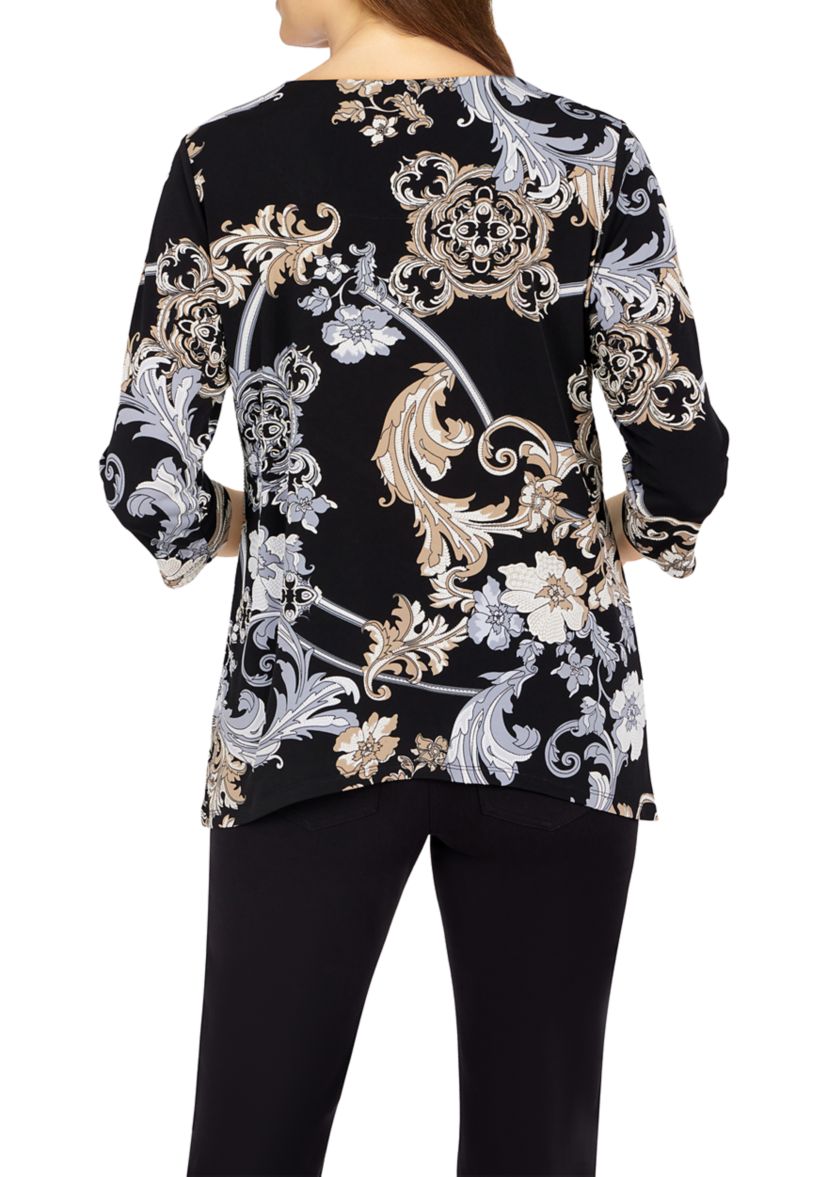 Petite Floral Puff Print Top