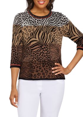 Petite Ombré Animal Skin Sweater