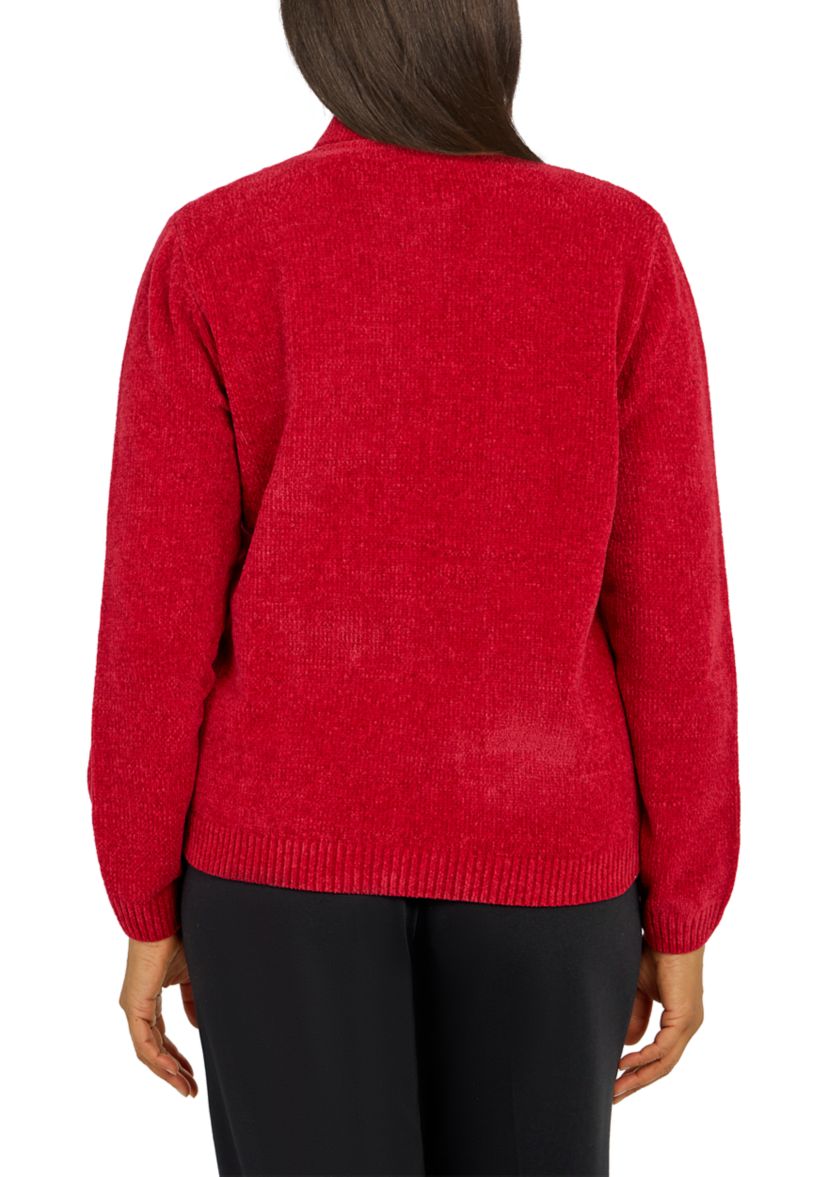 Petite Classics Zip Front Chenille Cardigan
